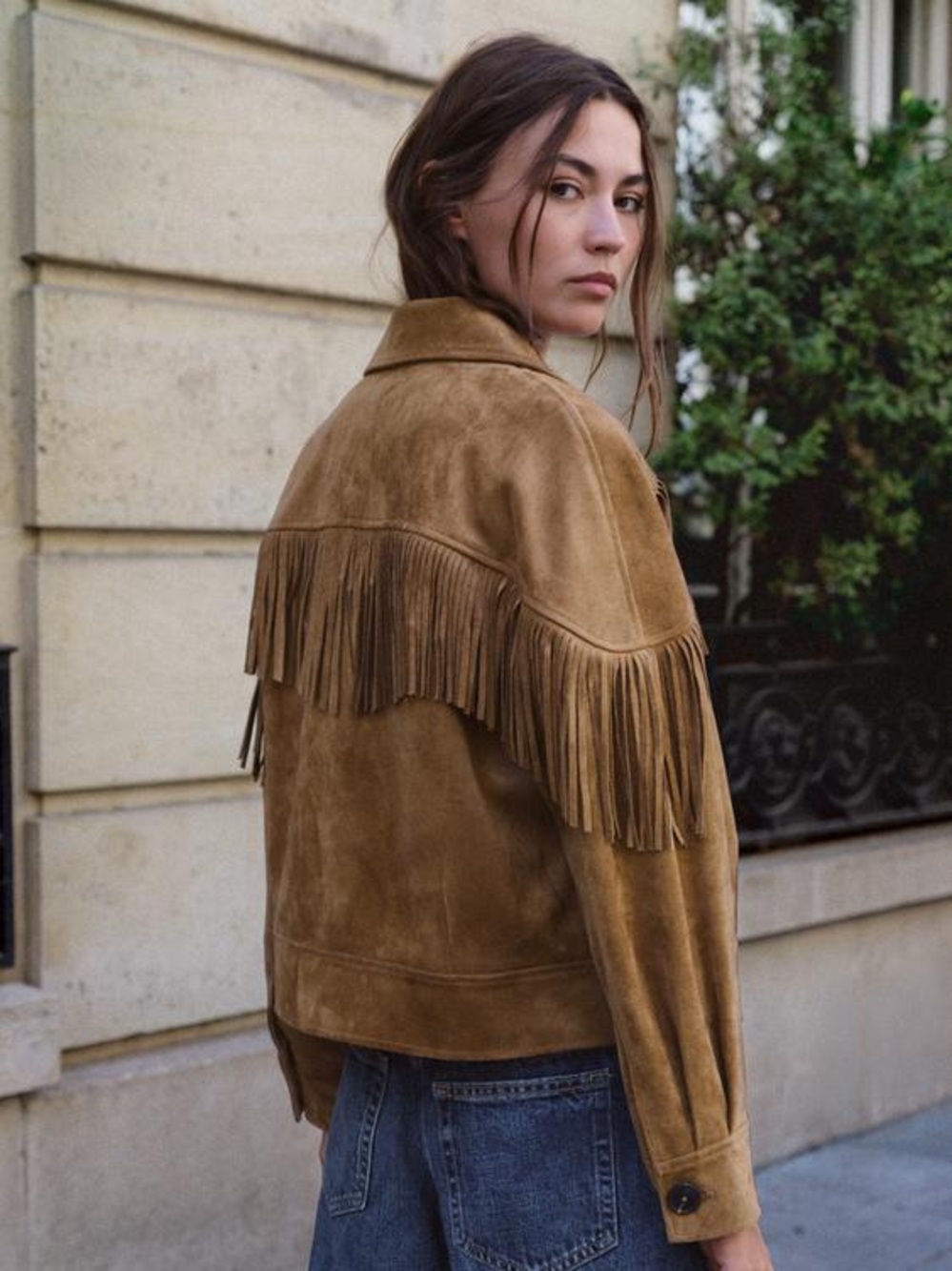 Zara Brown faux Suede Fringe Leather Jacket - Picture 2 of 6